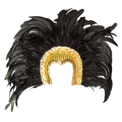 Velká čelenka Samba z peří zlatá